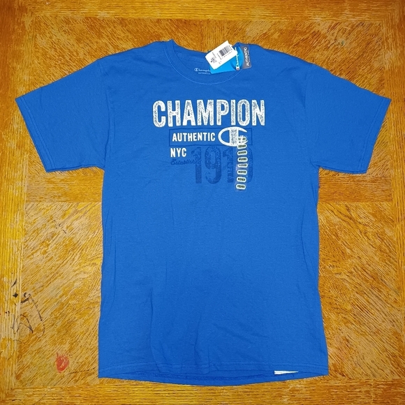 NWT Mens Champion Blue Authentic Athletic Apparel Tee Shirt size Medium. - Picture 1 of 6